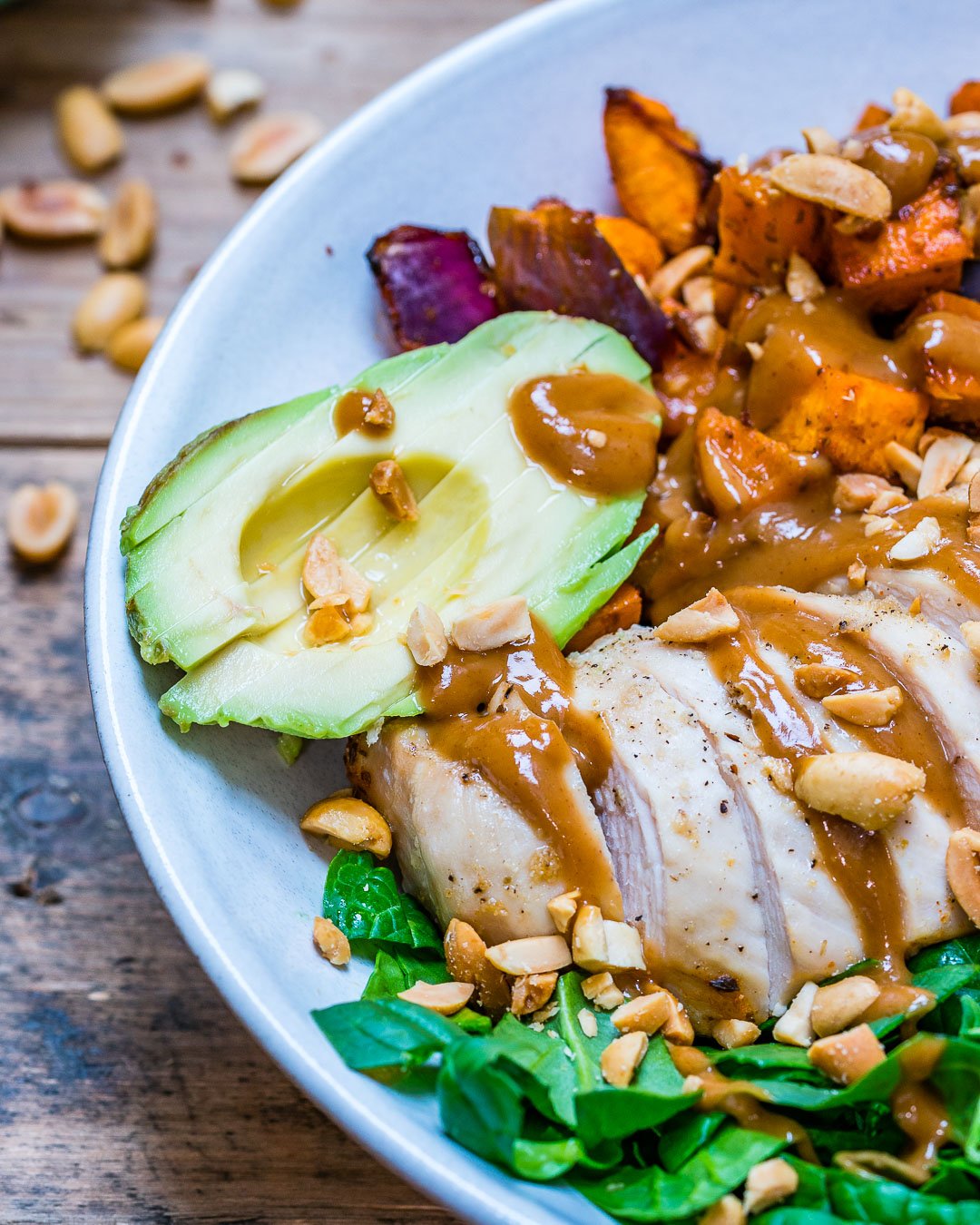 Healthy chicken salad recipe with quinoa and roasted veggies-3