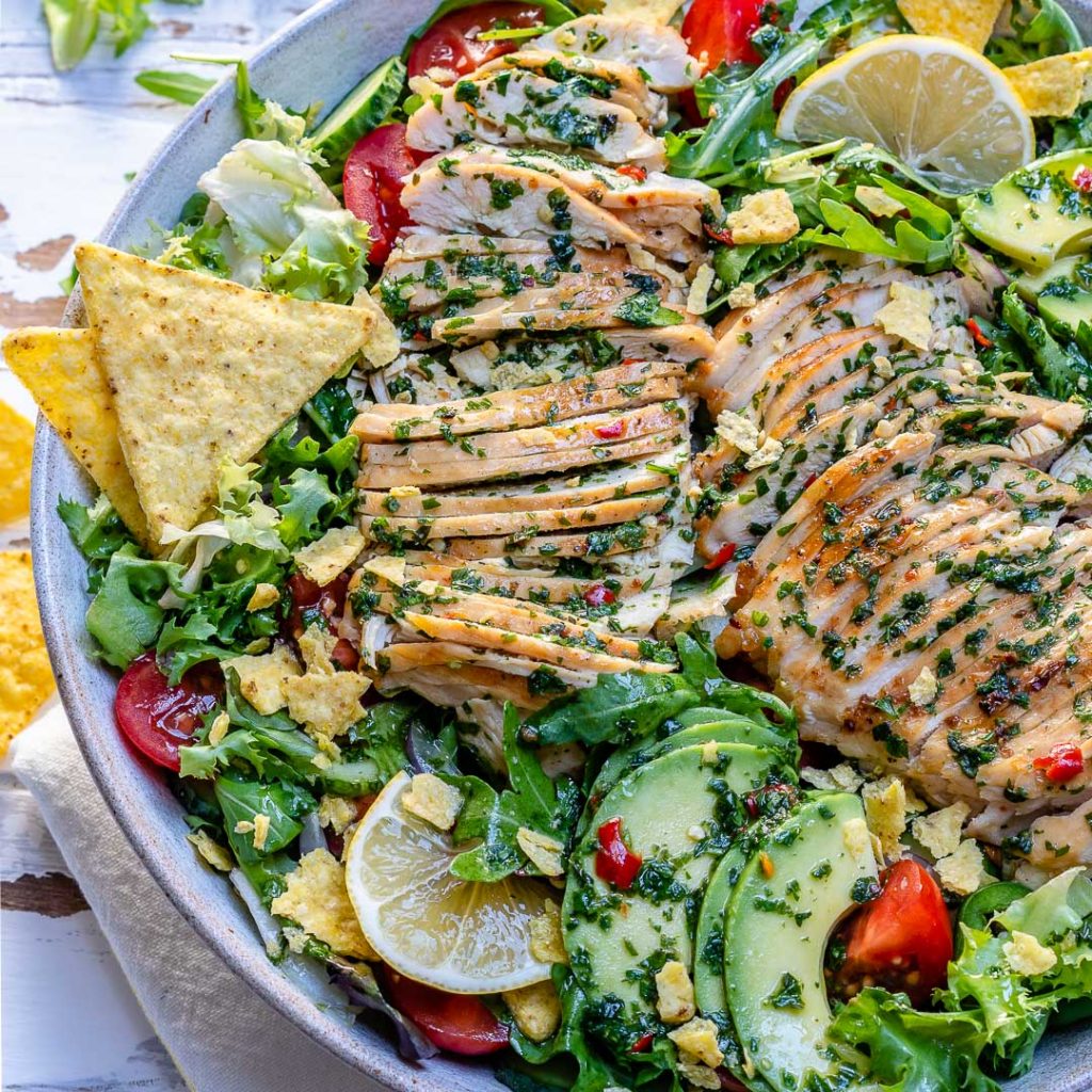 Chimichurri Chicken Avocado Salad - Recipe Video - Blondelish.com