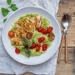 Healthy & Easy Chicken Pesto Pasta With Tomatoes Recipe