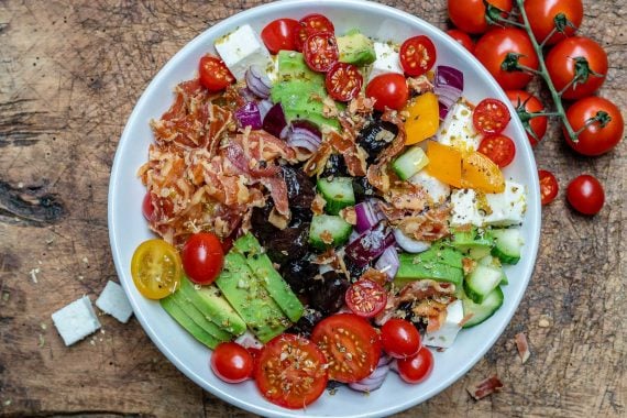 Bacon Avocado Greek Salad - Keto Recipe-7