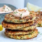 Cheesy Zucchini Fritters With Spicy Ranch Dip (Keto Recipe)-9