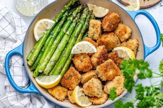 Garlic Butter Chicken Bites With Lemon Asparagus-33