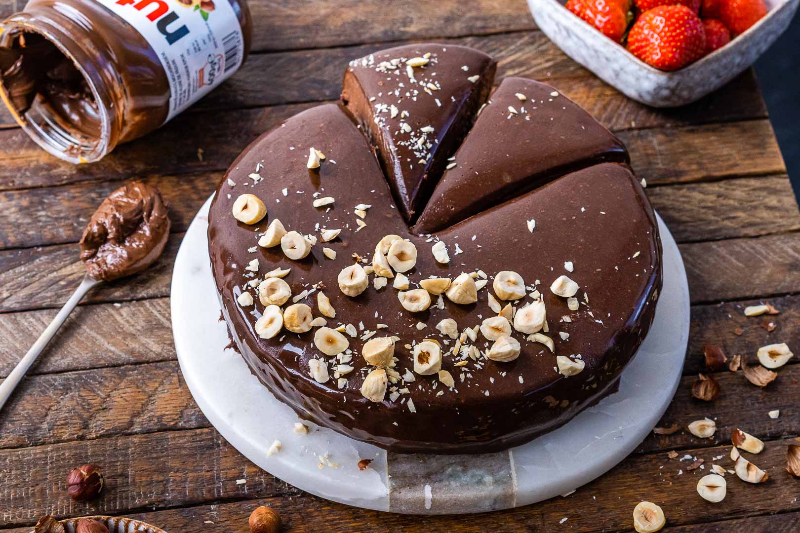 No Bake Nutella Cheesecake Recipe – Flourless Chocolate Cake - Blondelish.com