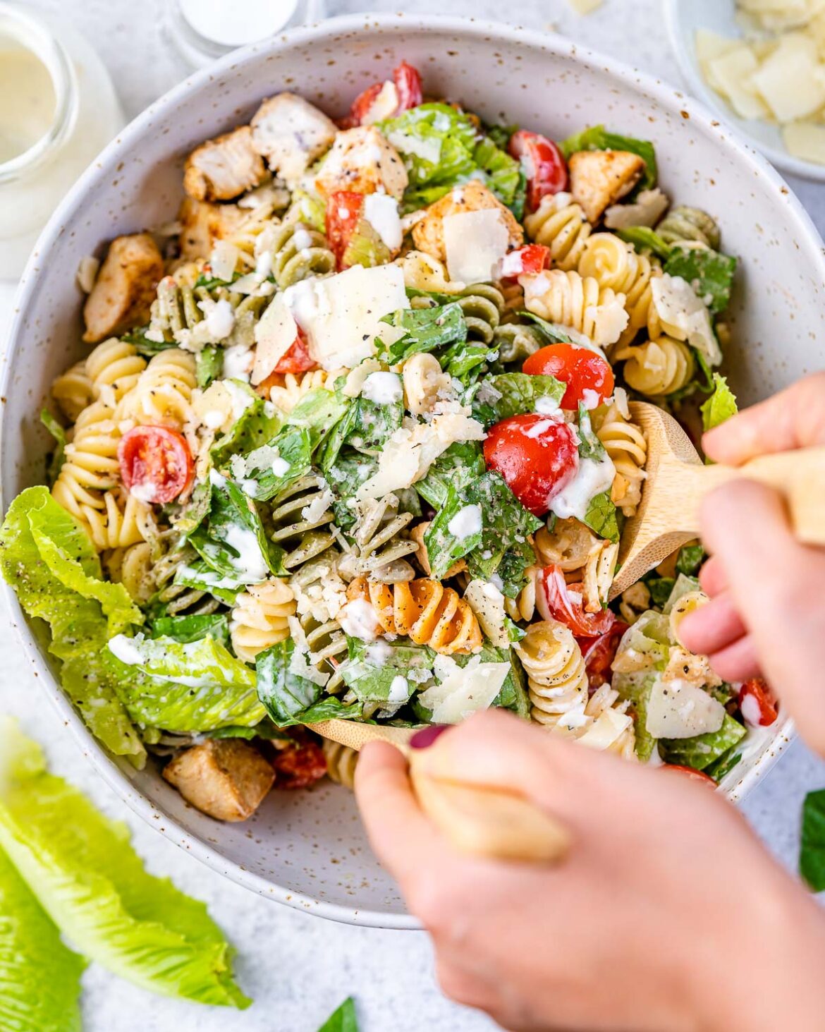 Chicken Caesar Pasta Salad - Blondelish.com