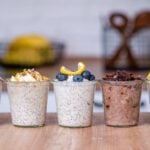 jars of overnight oats with different toppings
