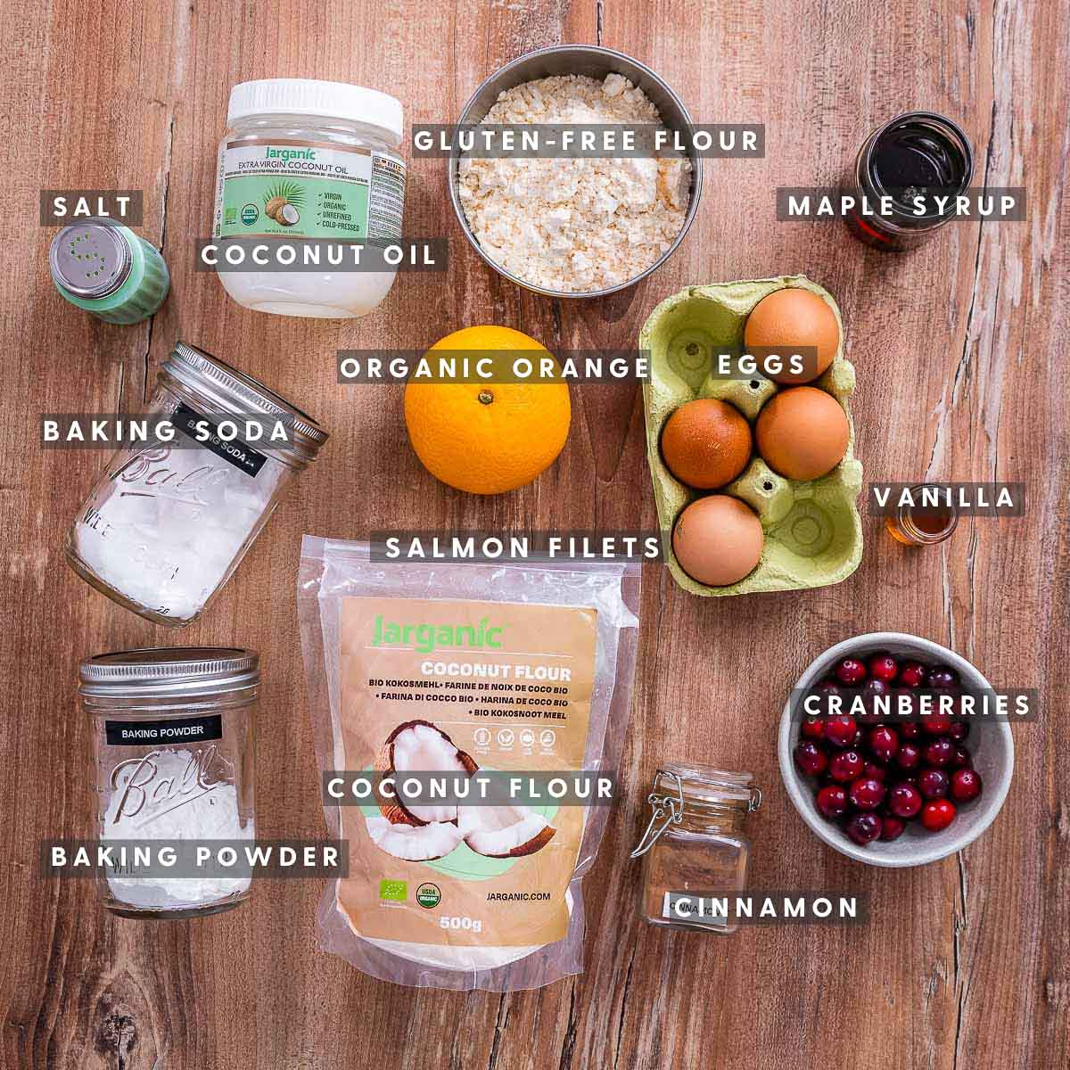 ingredients for this easy cranberry orange bread recipe