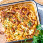 tray of keto cauliflower lasagna