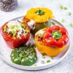 plate of stuffed air fryer peppers